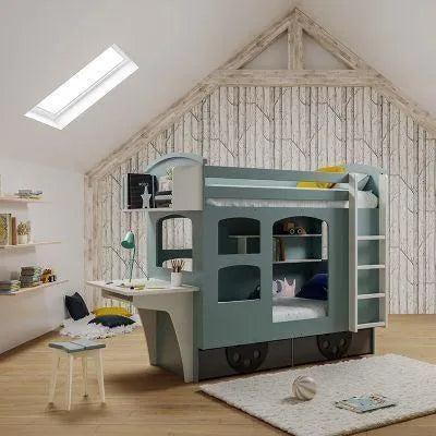 Wagon Bunk Bed with Storage & Desk